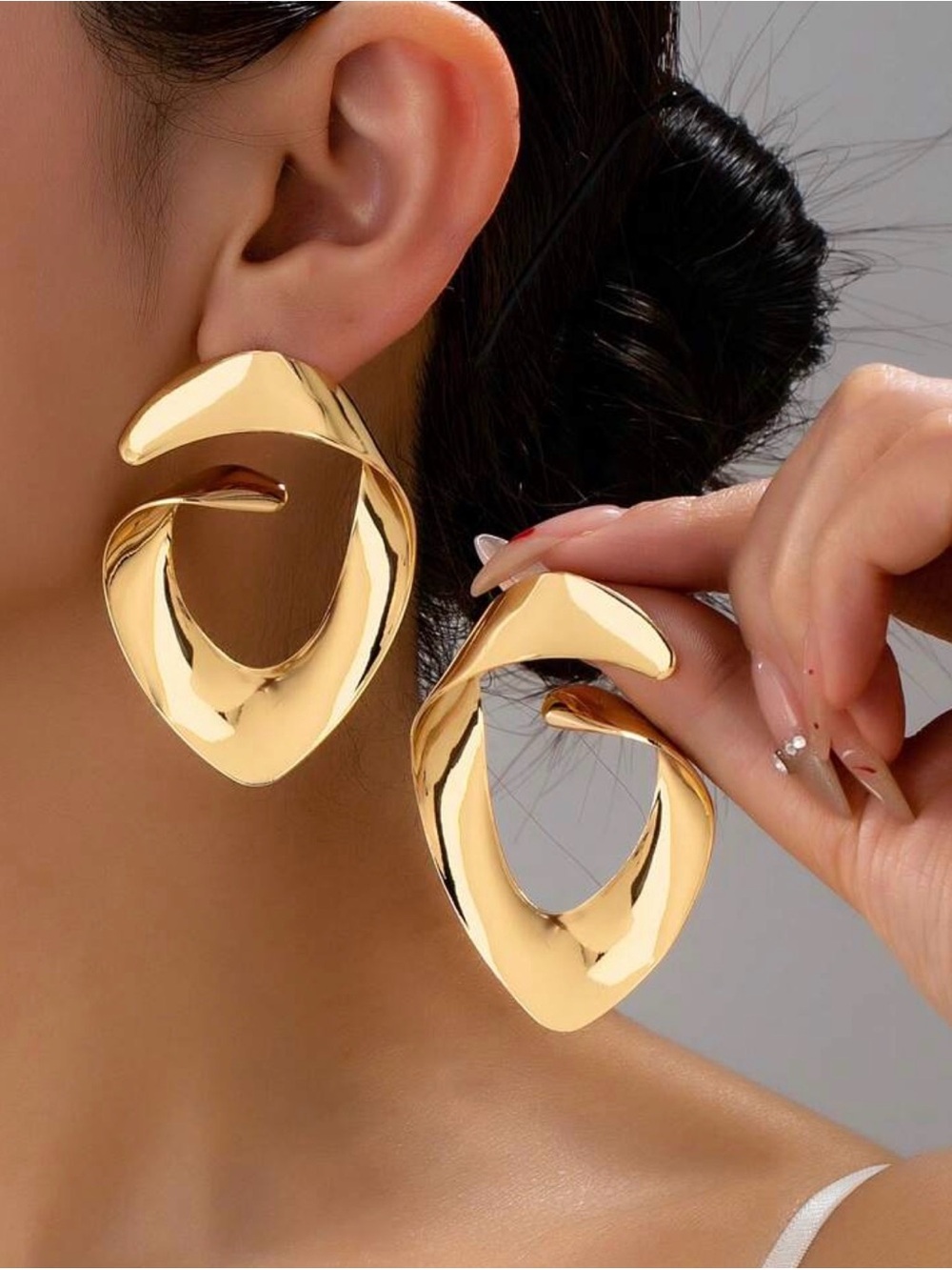 Gold Abstract Loop Drop Earrings - Women Jewelry